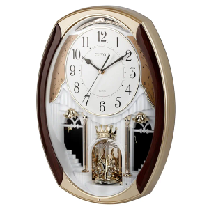 Musical Motion Chime Wall Clock with Rotating Pendulum, Decorative Wall Clock, 18 Melodies, for Home, Hotel, Library or Church Decor.
