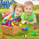 150 Pack 3 Inch Large Easter Eggs Bulk Include 6 Surprise Golden Eggs, Bright Colors Fillable Plastic Easter Egg Empty for Easter Hunt, Easter Basket Stuffers Fillers, Party Favors Classroom Prize