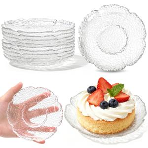 10 Pack Small Clear Glass Plates, 4.5 Inch Vintage Dessert Plates Bulk, Mini Glass Appetizer Dishes Tea Saucer, Tabletop Coasters Set for Teacup Salad Fruit Cake Snack