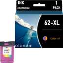 EaseFusion 62XL Ink Cartridges Black and Color Remanufactured Replacement for HP Ink 62 HP62XL Combo Pack Compatible with Envy 7640 5660 5540 7645 5740 5746 OfficeJet 250 200 Mobile Printer, 1Pack