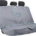 Kurgo Heather Bench Seat Cover - Waterproof Car Seat Protector for Dogs - Stylish Two-Tone Fabric - Stain Resistant Cover - Secure Fit - Durable Travel Gear - Heather Charcoal Grey
