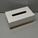 AuldHome Design Rectangular Tissue Box Cover (Enamel/Mango Wood); Minimalist Scandinavian Decor White Oblong Tissue Holder