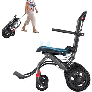 (18" Wide Seat) Lightweight Ergonomic Transport Wheelchair for Seniors and Adults, Portable Foldable Transit Travel Wheelchairs All Terrain