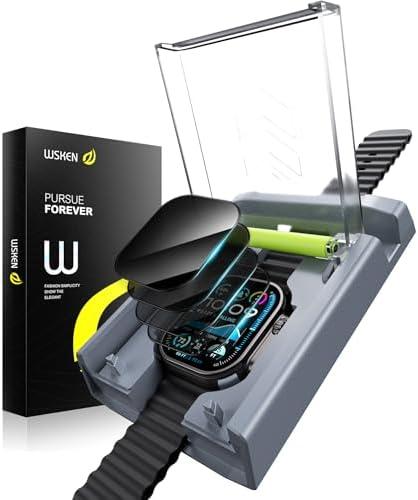 WSKEN 4 Pack Privacy Screen Protector for Apple Watch Ultra 3/Ultra 2/Ultra 49mm - [24° Anti-Spy][Zero Bubble] Top Durable 9H+ Tempered Glass with Auto-alignment Box for iwatch,Easy Install