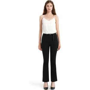Women's Pants Dress Work Flare Bootcut High Waisted Straight Leg Petite Slacks for Women (Small, Black)