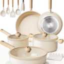 Astercook Pots and Pans Set Non Stick, Ceramic Cookware Set Non Toxic, 18 Pcs Dishwasher Safe Induction Cookware for Everyday Cooking & Kitchen Gifts