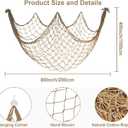 2 Pack Fish Net Decorations - 80x40 Inch Brown Fishing Net Decor for Under The Sea Hawaiian Beach Themed Party, 3mm Thick Natural Cotton Versatile Nautical Netting for Party Wall Table Ceiling Decor