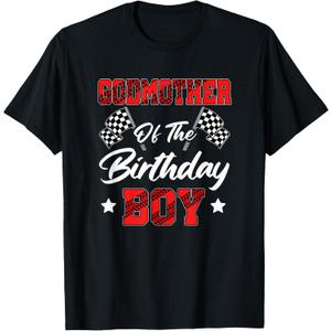 Race Car Godmother Of The Birthday Boy Racing Family Pit T-Shirt, Size: XL