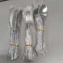 KINGSTONE 40 Piece Hammered Silverware Set, 18/10 Stainless Steel Flatware Set for 8, Cutlery Set for Home, Party, Wedding, Mirror Polished Dishwasher Safe