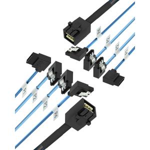 2Pack SFF-8643 to 4X SATA 90-Degree Right-Angle Adapter Cable - 1M/3.28FT Internal HD Mini SAS Connector for HDD/SSD Data Transfer (Server/Storage)