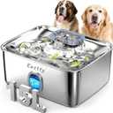 Kastty 4 Gal Dog Water Fountain for Large Dogs,15L Stainless Steel Dog Water Bowl Dispenser Triple Filtration,Ultra Quiet Automatic Pet Water Fountain with Water Level Window and LED Light(FS76)