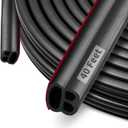 40 Feet Rubber Weather Stripping Door Seal Large Gap and Easy Installation, Self-Adhesive Universal Car Weather Stripping Door Seal Strip for Door Frame(Black)