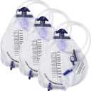 Urine Drainage Bags - 3 PCS 2000ml Individually Wrapped Catheter Bags with 43" Drainage Tube, Anti-Reflux Chamber, Splash-Proof Drain, Clips and Hooks, Professional Urine Bags for Home and Hospitals