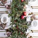 Christmas Garland with Lights, 7.5ft Greenery Pine Garland/Red Berry Garlands, Prelit Garland for Mantle Fireplace Outdoor Thanksgiving Xmas Holiday Decorations (Olive Leaf)