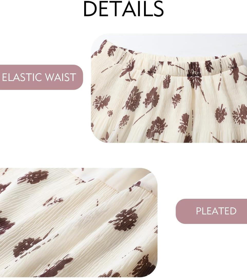 SEAFORM Women's Chiffon Skirts Flowy Elastic High Waist Maxi Skirts Elegant A-Line Beach Midi Skirts for Women with Lining