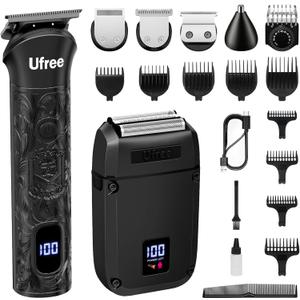 Ufree Beard Trimmer for Men, Foil Shaver Electric Razor, Shavers for Body Face Nose Ear, Cordless Hair Trimmer, Professional Hair Clippers, Mustache Grooming Kit Birthday Gifts for Men (Black)