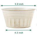 vensovo 4Inch Metal Rustic Shallow Flower Pots - 6Pcs Beige Small Galvanized Planters with Drainage Hole and Rubber Plug, Rustproof Metal Bucket Plant Pots Farmhouse Vintage Style for Decor