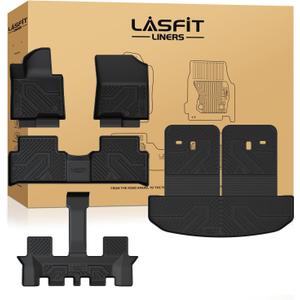 LASFIT Floor Mats & Backrest Mats & Cargo Mat for Kia Sorento Hybrid PHEV 2026 2025 2024 2023 2022 2021 (Not Fit Gasoline), All Weather TPE Custom Fit Floor Liners Car Mats Accessoires, Black