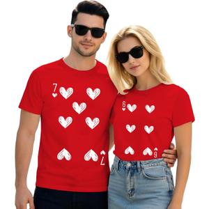 Valentines Shirts for Couples Matching 67 Hearts T-Shirt Six Seven Tee Tops (Red, L)