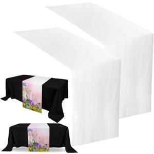 Breling 2 Pcs Sublimation Table Runners Blanks 13 x 72 Inch Polyester White Table Banner Heat Transfer Waterproof Tablecloth Runner for Birthday Wedding Party Baby Shower, Machine Washable
