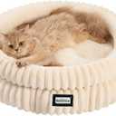 BALANCE Cat Bed Kitten Bed, Washable Round Cat Beds for Indoor Cats, Super Soft Plush Faux Fur Pet Bed for Puppy and Kitten with Anti-Slip Bottom, Size: 24.0"L x 24.0"W x 9"Th
