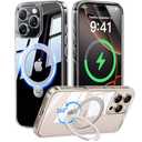 CASEKOO Titanium 360° Rotatable Magnetic Stand for iPhone 16 Pro Max Case [Compatible with Magsafe][16FT Military Protection] Slim Phone 16 ProMax Case with Stand Ring Kickstand 6.9'', Clear