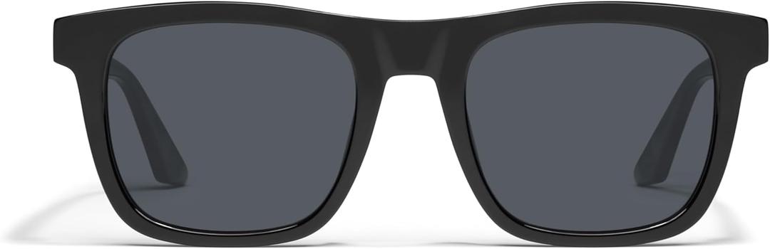 QUAY - Men's Sunglasses, Oversized Square Shades, UV Protected Lenses (Black/Smoke Polarizedarized)