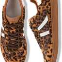 Rosella Carlie Womens Sneakers - Women's Fashion Sneakers with Removable Insole - Stylish and Lightweight Spring Shoes for Women Casual Non-Slip Lace-Up Walking Footwear (Leopard,9.5)