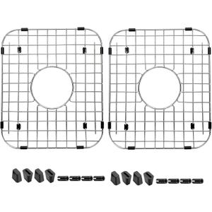 2pcs Sink Protectors Stainless Steel Sink Bottom Grid for Kitchen 14 x 12 inch, Heavy Duty Kitchen Grid Sinks Bottom Protector Center Drain Hole(2 Pack, 14"×12")