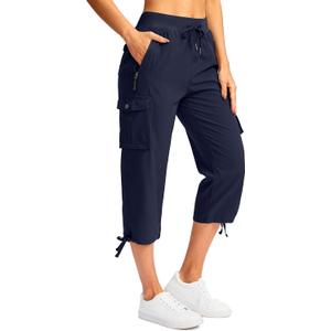 Soothfeel Women's Cargo Capris Pants with 6 Pockets Lightweight Quick Dry Travel Hiking Summer Pants for Women Casual Small