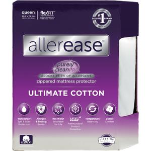 AllerEase Ultimate Allergy Protection and Comfort Zippered Mattress Protector Queen, White