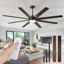 Fanbulous 65 Inch Ceiling Fans with Lights and Remote, Black Ceiling Fan with 8 Dual-Color Blades, Indoor/Outdoor Large Ceiling Fans, Reversible DC Motor, 6-Speed, 3CCT for Living Room Kitchen Patio, Walnut  