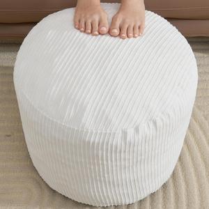 WSOFRLAC Small Pouf Ottoman Foot Rest Footstool and Ottomans Small for Couch Foot Stools for Living Room Boho Couch Ottoman White Beige Pouf Ottomans 26x18 Foot Rest Poufs Round Stool