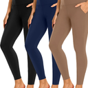 NEW YOUNG 3 Pack Leggings with Pockets for Women,High Waisted Tummy Control Workout Yoga Pants, Size XL