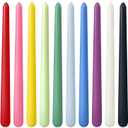 10 Inch Colored Taper Candles for Religious and Spiritual Settings, 10 Pack Unscented Candlesticks for Holiday, Seasonal Celebration and Home Decoration (Multicolor)