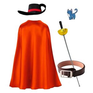 Kids Puss Costume for Boys Girls Spanish Playful Hero Cat Outfit Halloween Cosplay Dress Up Party 4-6 Years