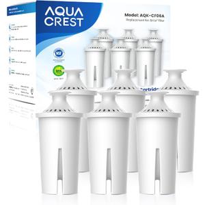 AQUA CREST Replacement for Brita Filter, Brita Water Pitchers and Dispensers, Classic OB03, Mavea 107007, and More, NSF Certified Pitcher Water Filter, 1 Year Filter Supply, 6 Count