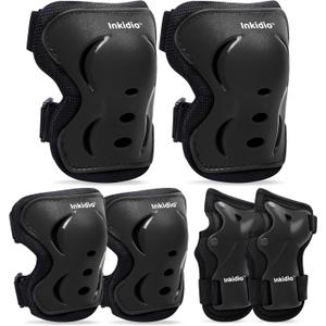 Knee Pads for Kids Protective Gear Set with Knee Pads Elbow Pads and Wrist Guards Ideal for Girls Boys Skating Skateboard Scooter Bike (Small(8-12 years), Black)