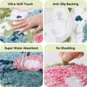 TRUEDAYS Wildflower Floral Bathroom Rug - Cute Tufted Non Slip Soft Flower Shaped Bath Mat, Washable Farmhouse & Cottagecore Bathroom Decor - Aesthetic Green Rug for Vanity, Tub, Entryway