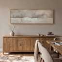 Large Framed Neutral Abstract Wall Art for Living Room, Horizontal 60x20 In