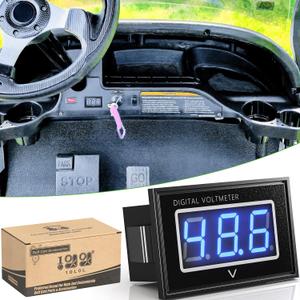 10L0L 12V 24V 36V 48V 60V 72V Golf Cart Digital Voltmeter, Waterproof Voltage Meter with LED Digital Volt Gauge DC5-120V Compatible with Yamaha, Club Car, EZGO, Boat