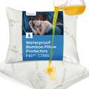 100% Waterproof Pillow Protectors Queen 20x30 Pair Zippered Pillow Case, Pillow Cover, Ultra Plush Absorbent (Viscose Made from Bamboo), Green 2 Pack