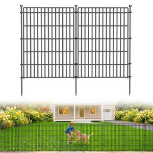10 Panels No Dig Garden Fence Animal Barrier, 34in(H) × 22.5ft(L) Decorative Metal Outdoor Dog Fence, Rustproof Pet Fencing for Yard, Patio, Flower Bed -Temporary Fencing| Easy to Install