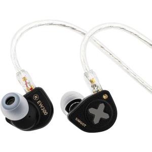 Linsoul SIMGOT EW300 1DD+1Planar+1PZT Hybrid Driver in Ear Monitor, Wired Earbuds IEM, Gaming Earbuds with Detachable Nozzles, Silver-Plated OFC IEM Cable for Audiophile Musician (EW300 DSP)