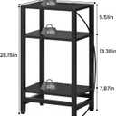 Creso hom Tall Nightstand with Fast Charging Station, 3 Tier Small Table Stand for Small Space, Skinny Side Table with Type C and USB Port, End Tables for Living Room, Bedroom, Office, Black