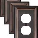 Metal Wall Plates, Decorative Switch Plates and Outlet Covers (Aged Bronze/1 Duplex 4 Pack)