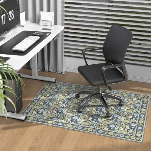 36"x48"Vintage Floral Desk Chair Rug,Heavy Duty Under Desk Rug for Rolling Chair,Machine Washable Rugs for Computer Chairs,Floor Protectors for Rolling Chairs,Office Mat for Hardwood Floor