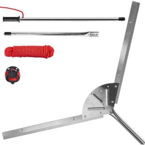 Lake Weed Cutter, 37" Lake Rake Aquatic Pond Plant Cutting ToolPond Rake with 3 Adjustable Cutting Angles, 30ft Thicker Rope, Sharp Blades Shear Cattail, Reed, Phragmites Lilly & Chara Algae