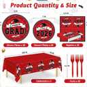 QZYL 122 Pcs Graduation Decorations 2026 Set, Disposable Class of 2026 Graduation Dinnerware, Red Grad Plates and Napkins Forks Tablecloth Congrats Grad Paper Dinnerware Serve 30 Party Decorations