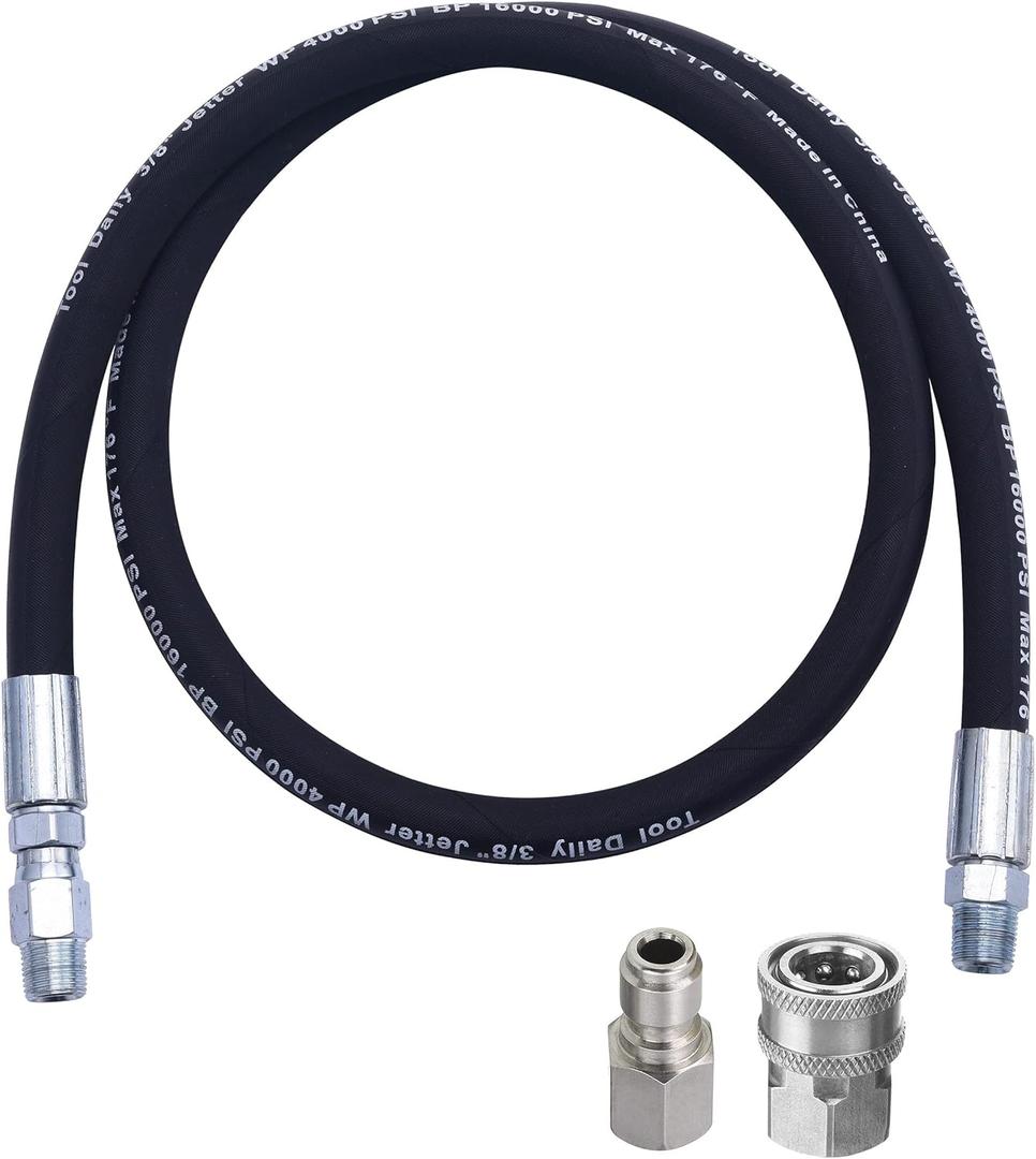 Tool Daily Pressure Washer Whip Hose with Swivel, Hose Reel Connector Hose for Pressure Washing with Power Washer Adapter Set, 4 FT